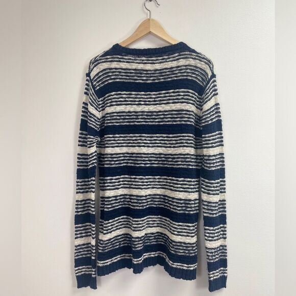 Gant Rugger Men's The Slubber Sweater Blue Off White stripe knit medium. Striped - Picture 6 of 16